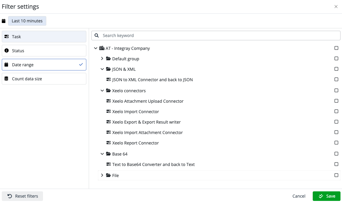Help_home_screen_Task_run_summary_Filter_settings